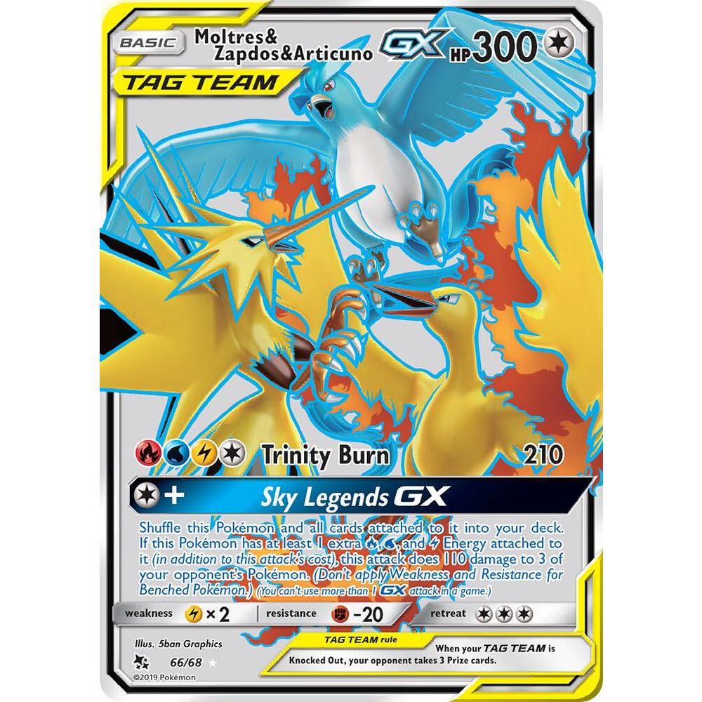 Moltres & Zapdos & Articuno GX (Full Art) 66/68 - Hidden Fates (HIF)