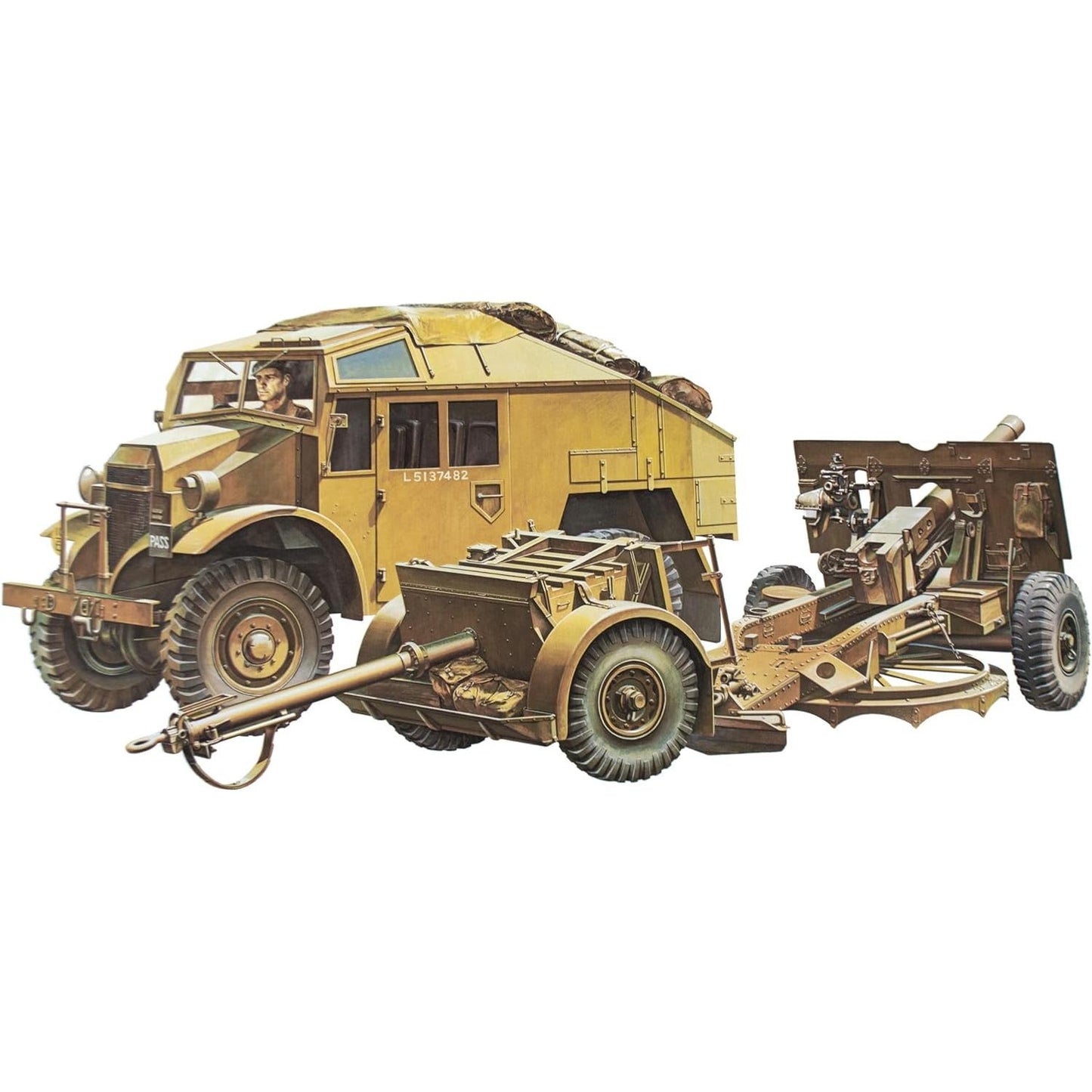 TAMIYA BR. 25 PDR. GUN & QUAD TRACTOR