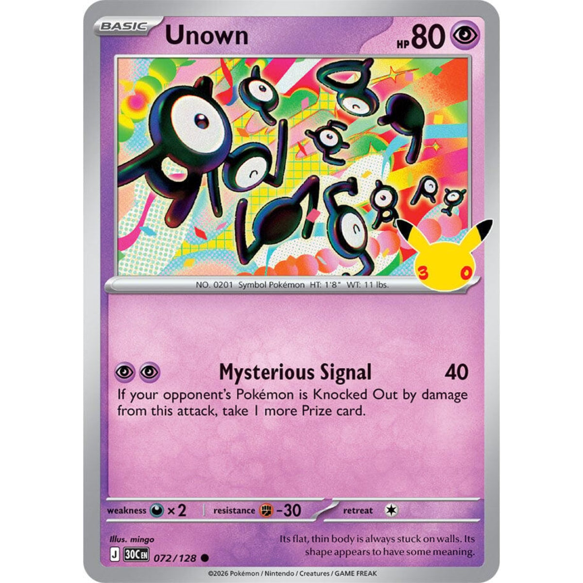 Unown - 072/128 Common ME:30th Anniversary
