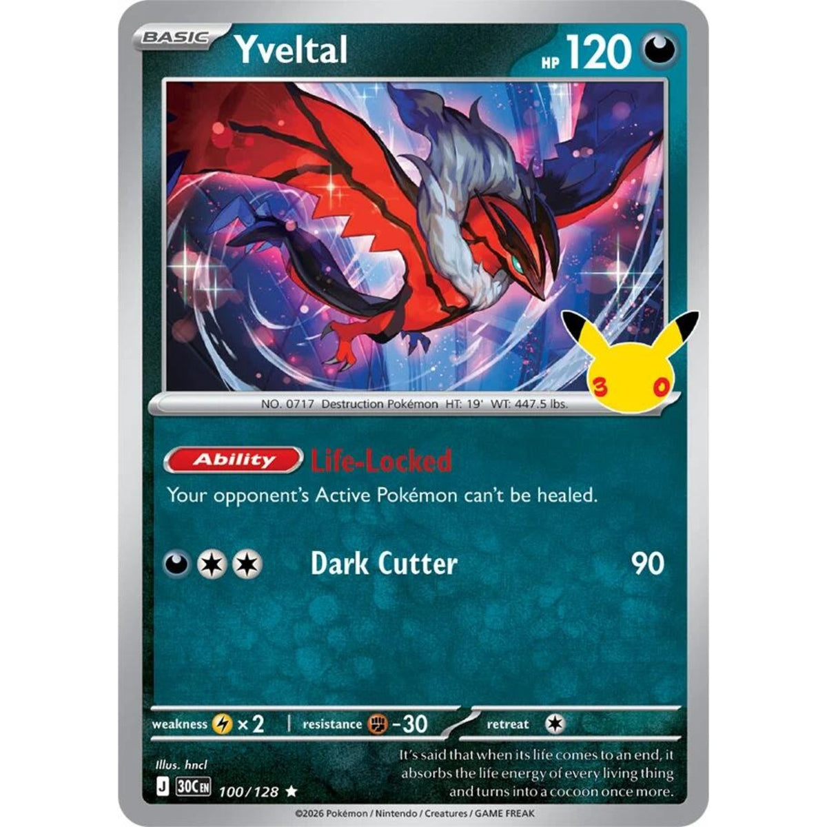 Yveltal - 100/128 Rare ME:30th Anniversary