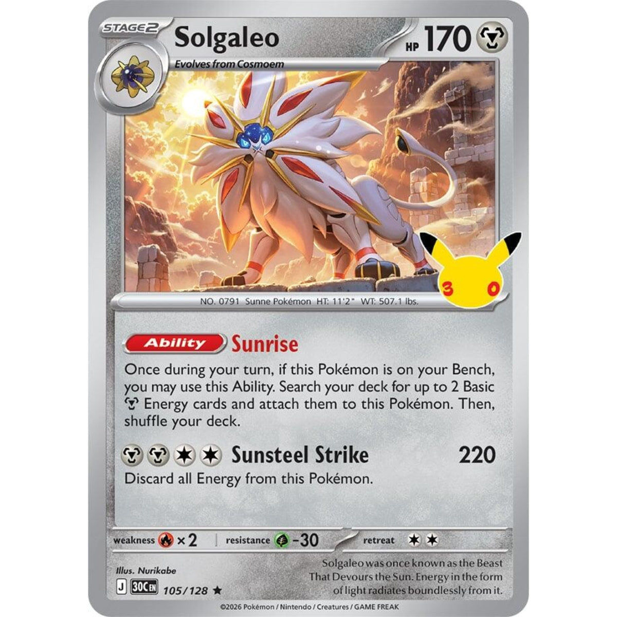 Solgaleo - 105/128 Rare ME:30th Anniversary