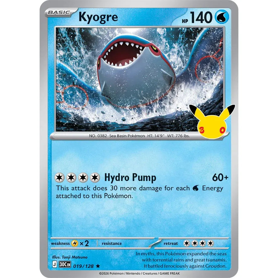 Kyogre - 019/128 Rare  ME:30th Anniversary