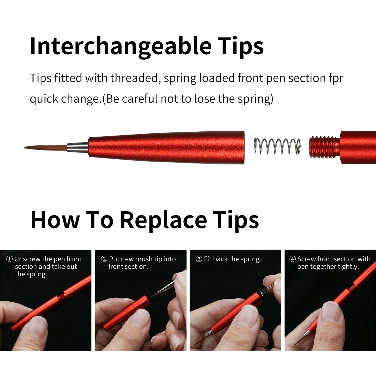 DSPIAE AT-FB Interchangeable Fine Tip Brush System – Pens, Holders & Replacement Tips