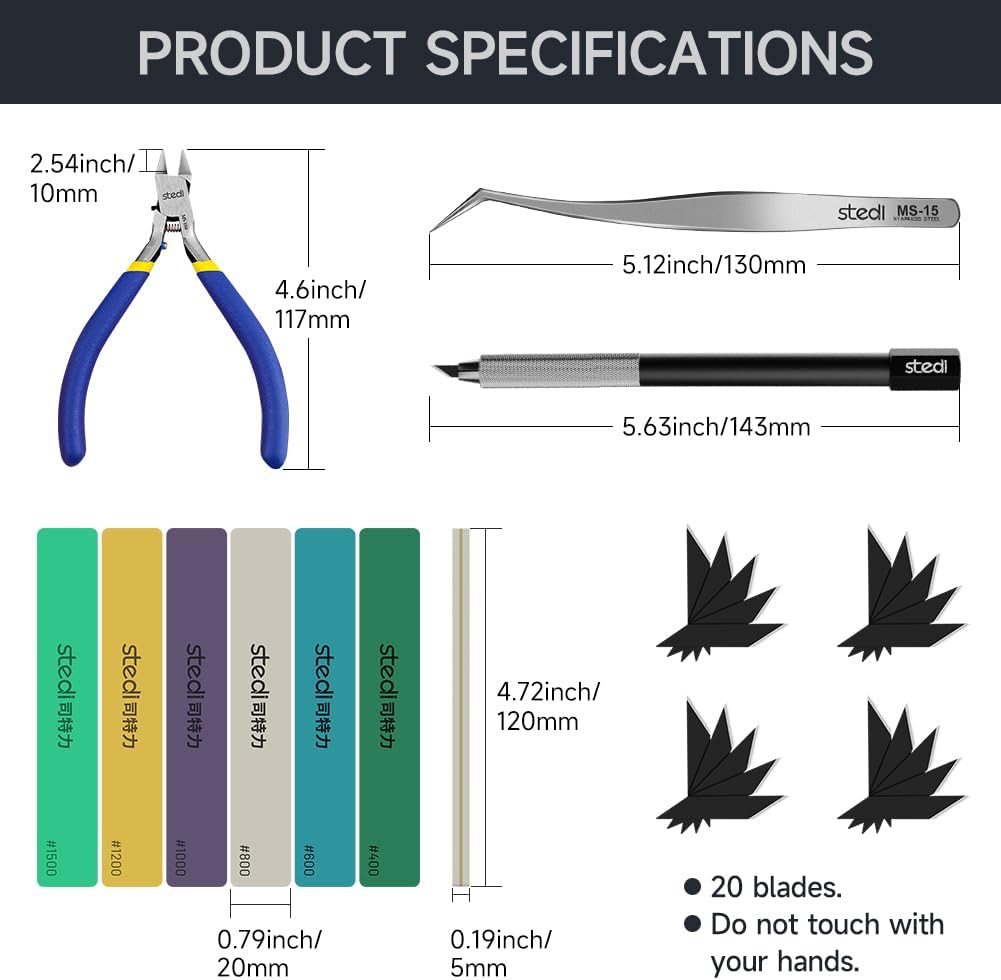 STEDI Model Assembly Tools Professional 14PCS Hobby Craft Tool Kit for Gundam & Plastic Models