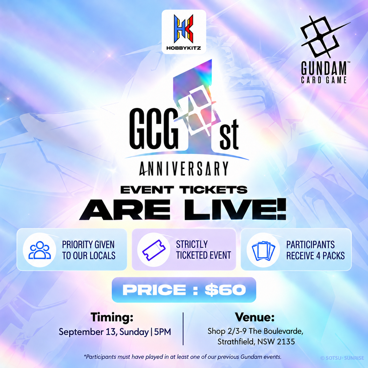 Gundam Card Game 1st Anniversary Event Ticket
