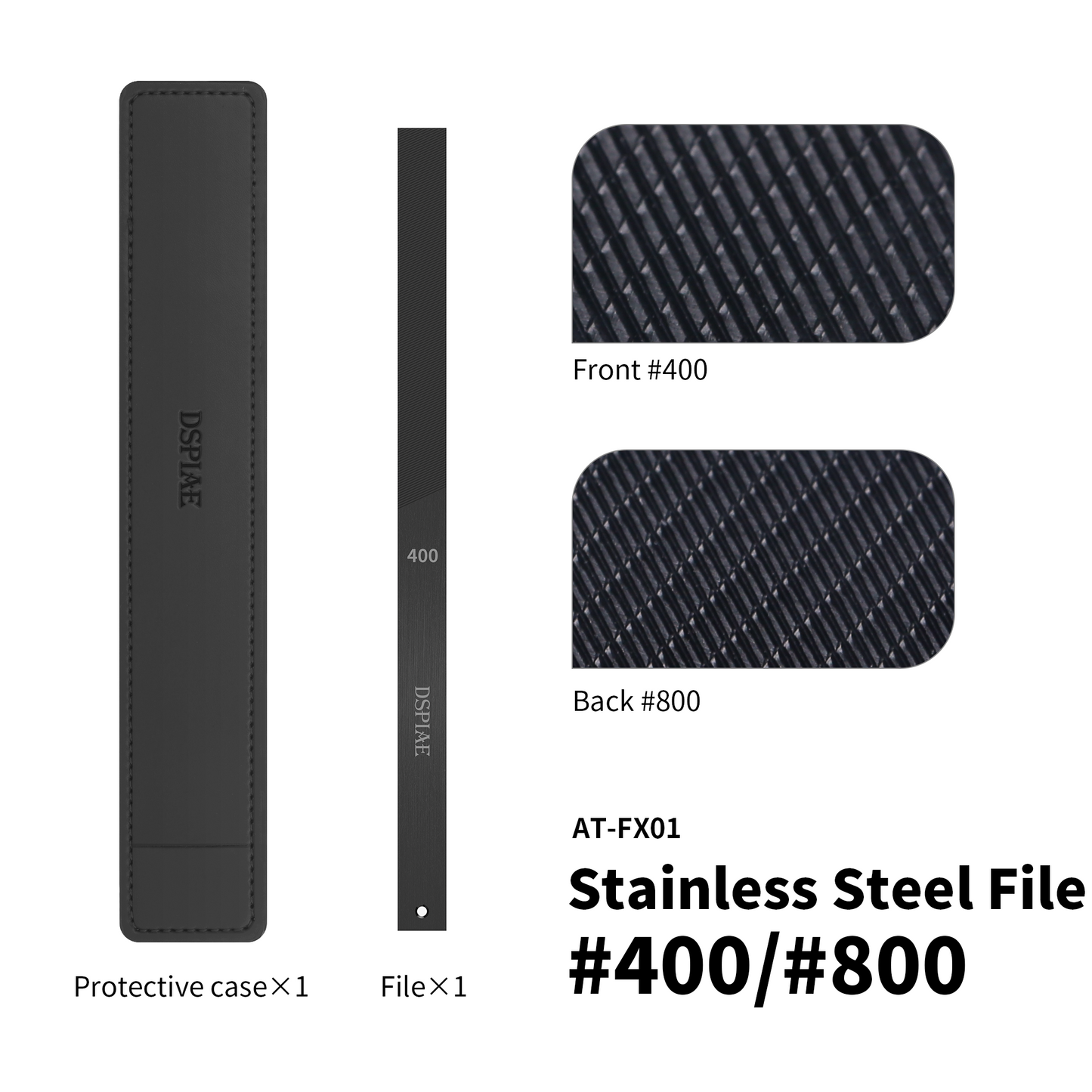 DSPIAE AT-FX DLC Coated Stainless Steel File – Double Sided Sanding Tool (400–800,600-1200 Grit)