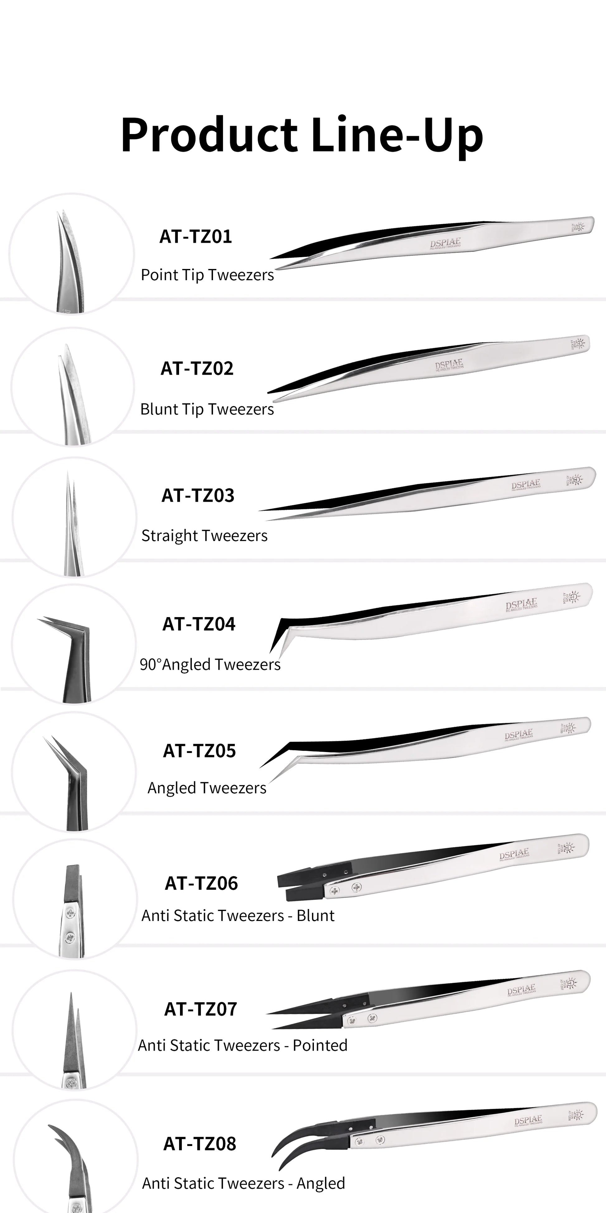 DSPIAE AT-TZ Stainless Steel Precision Tweezers