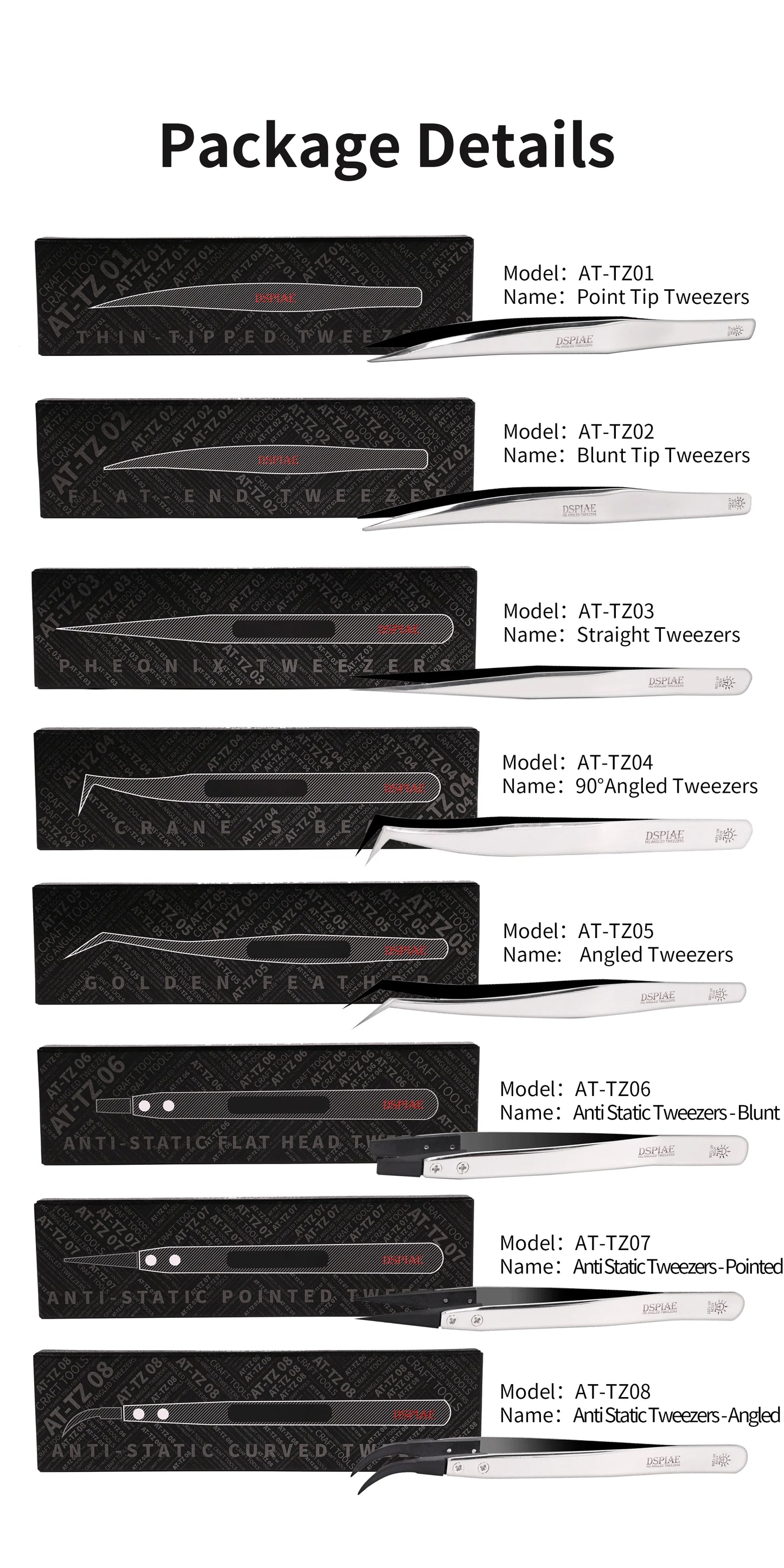 [PRE-ORDER] DSPIAE AT-TZ Stainless Steel Precision Tweezers