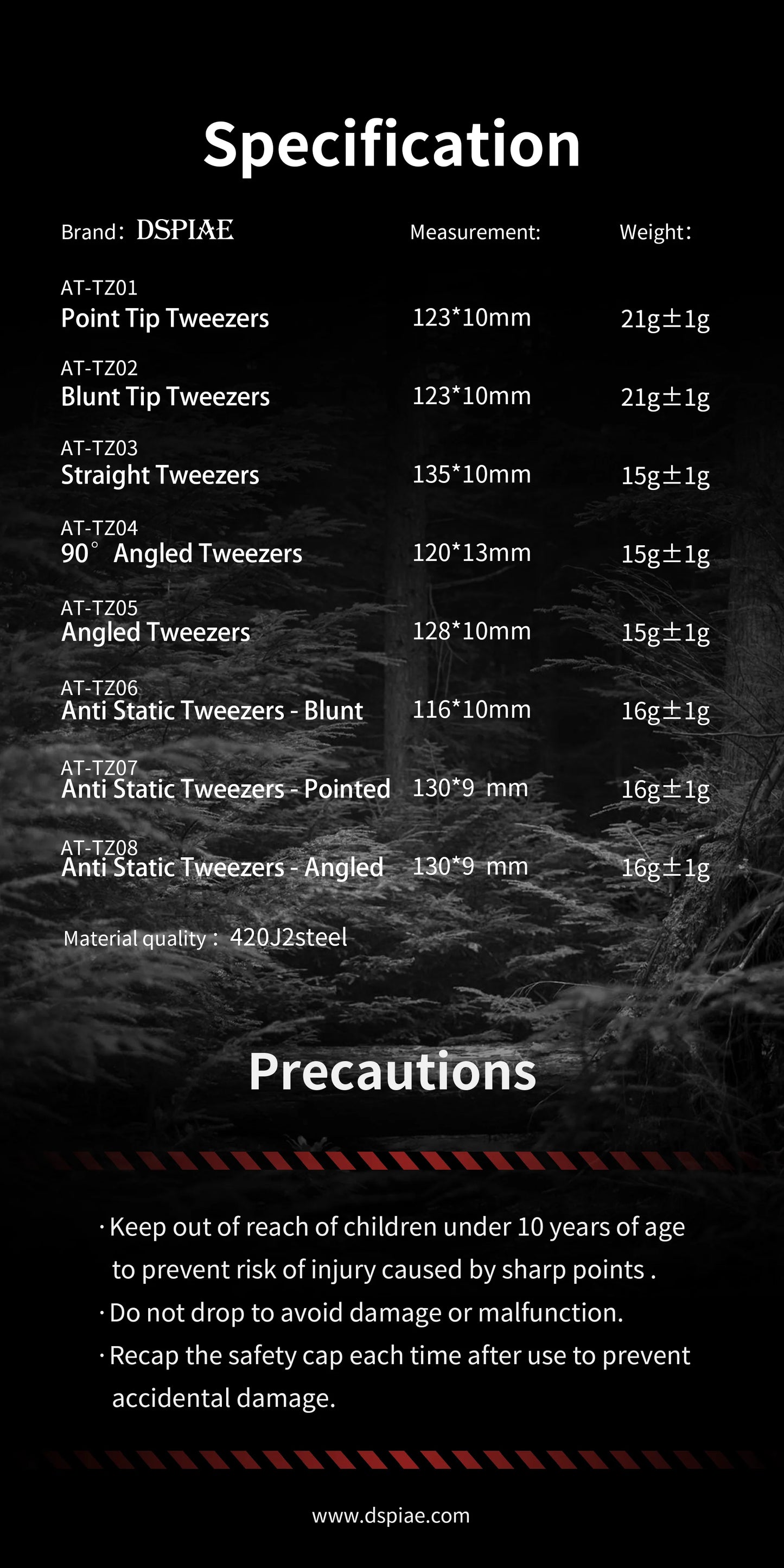 [PRE-ORDER] DSPIAE AT-TZ Stainless Steel Precision Tweezers