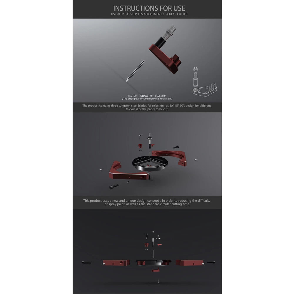 DSPIAE Stepless Adjustment Circular Cutter