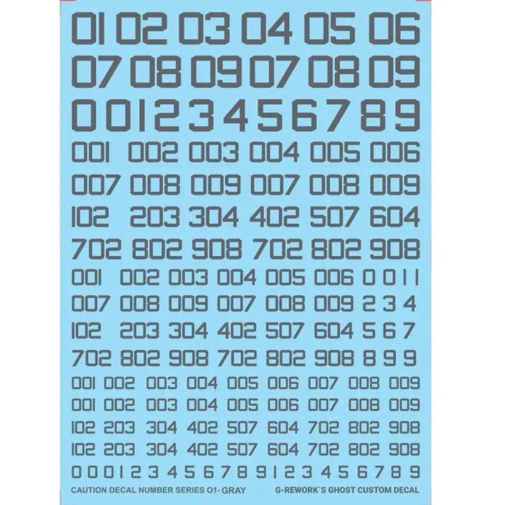 G-REWORK CUSTOM DECAL NUMBER SERIES GRAY