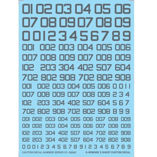 G-REWORK CUSTOM DECAL NUMBER SERIES GRAY