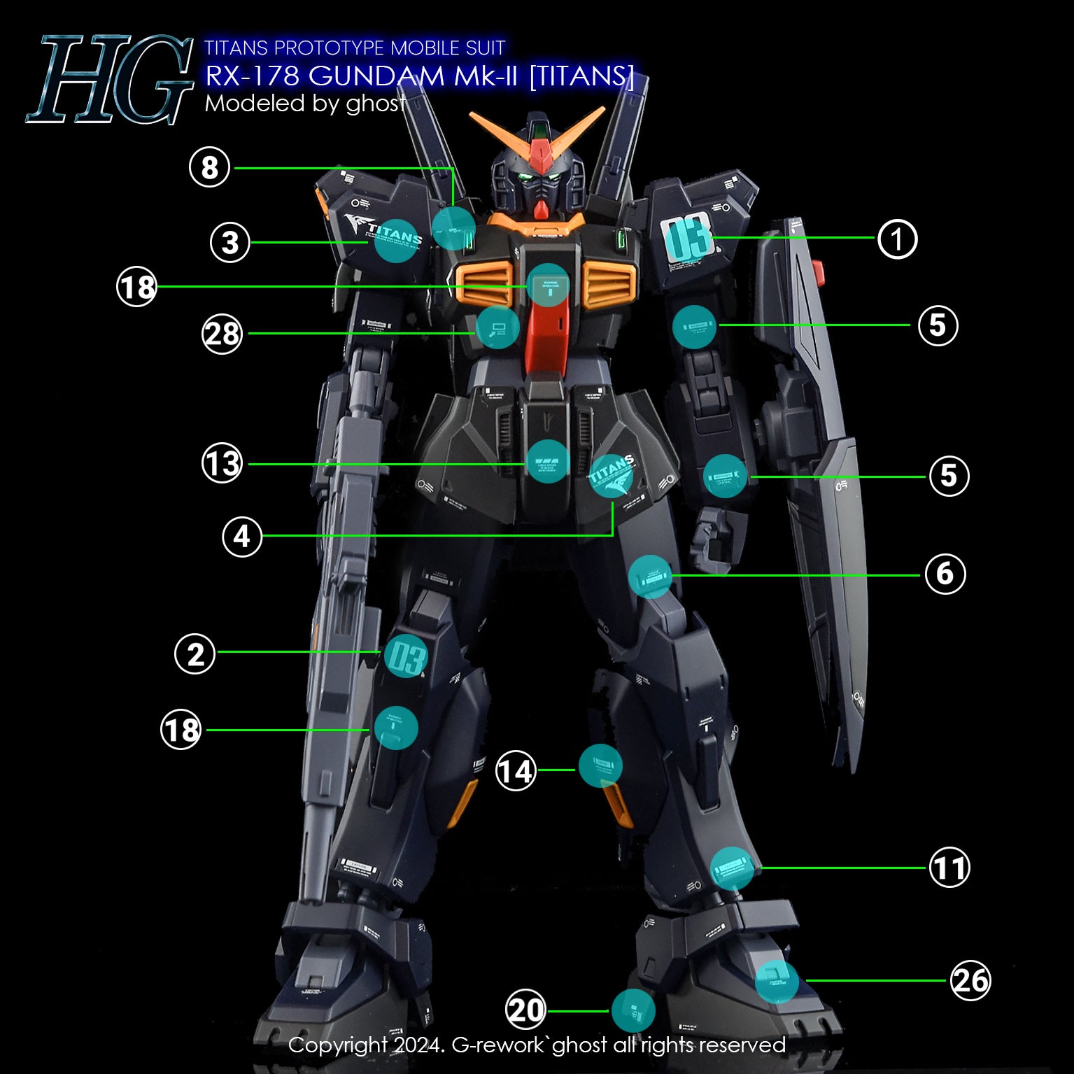 G-rework  DECAL [HG] GUNDAM MK-2 (TITANS)