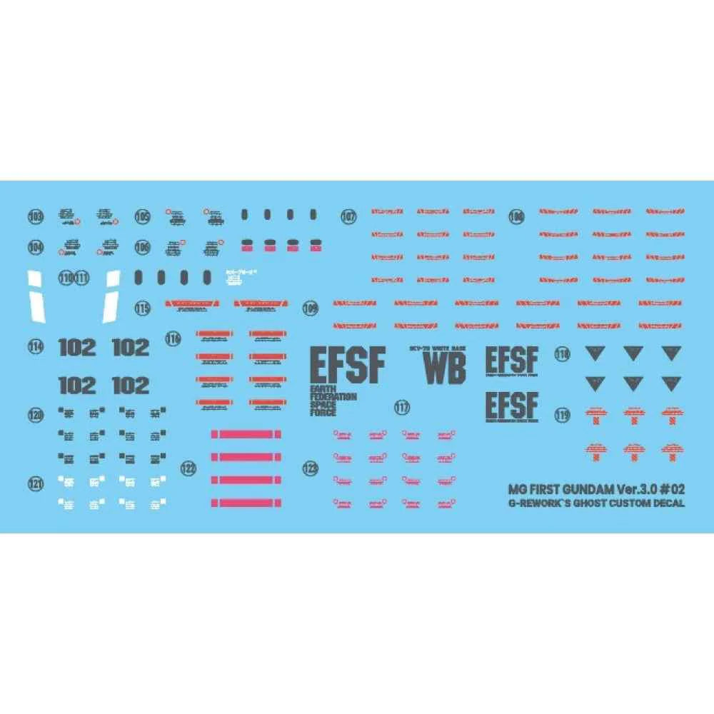 G-rework CUSTOM DECAL [MG] FIRST GUNDAM 3.0 Ver