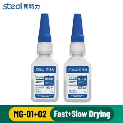 STEDI MG-01 & MG-02 Instant Adhesive Glue – Fast & Slow Drying Model Glue