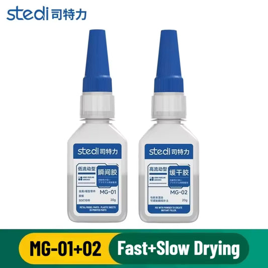 STEDI MG-01 & MG-02 Instant Adhesive Glue – Fast & Slow Drying Model Glue