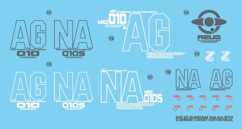 G-rework CUSTOM DECAL[MG] ZZ GUNDAM Var.Ka + Enhanced Expansion Parts