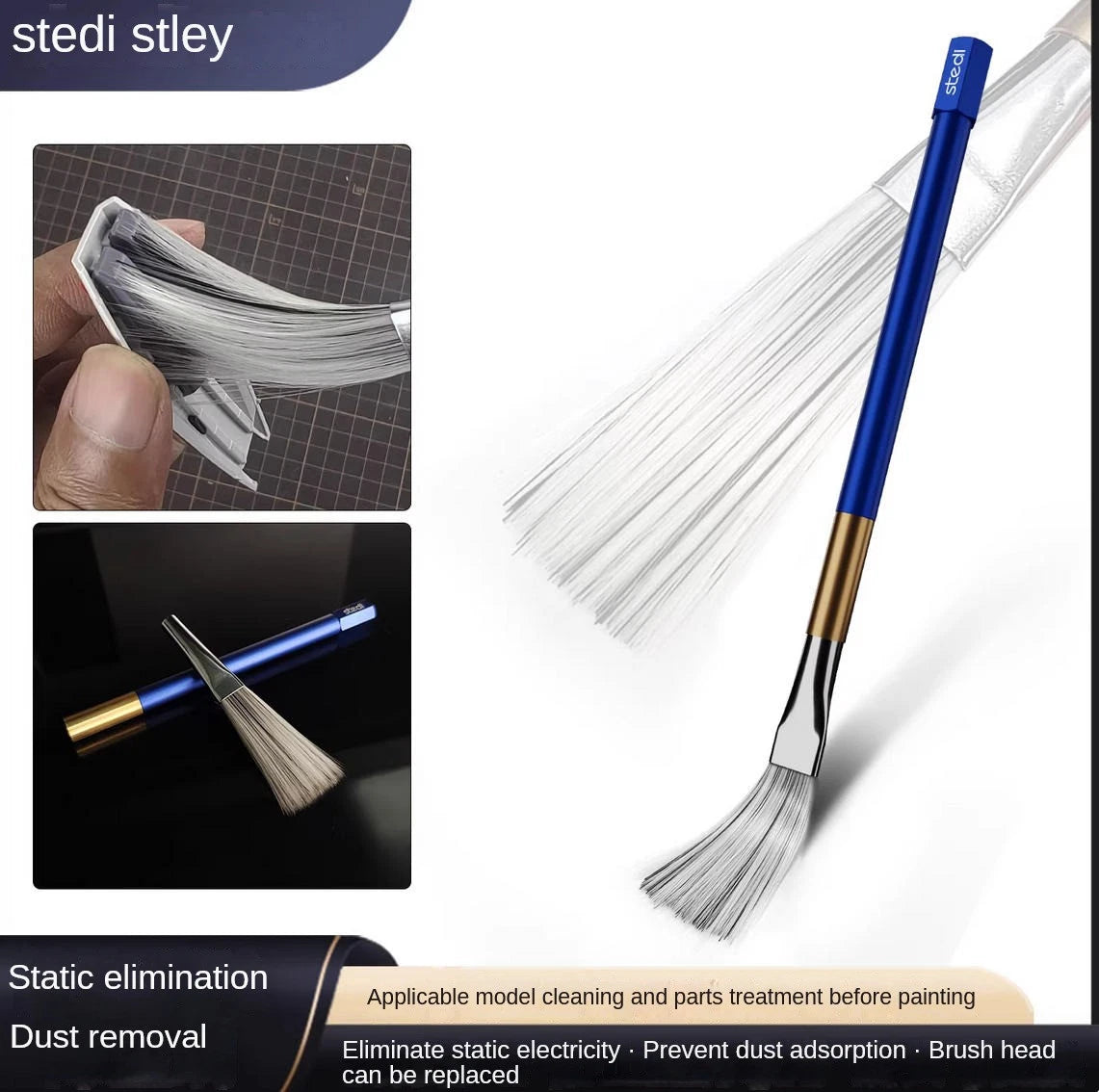 STEDI MS86/85 Anti-static Dust Brush Set for Model Tools Painting Detail
