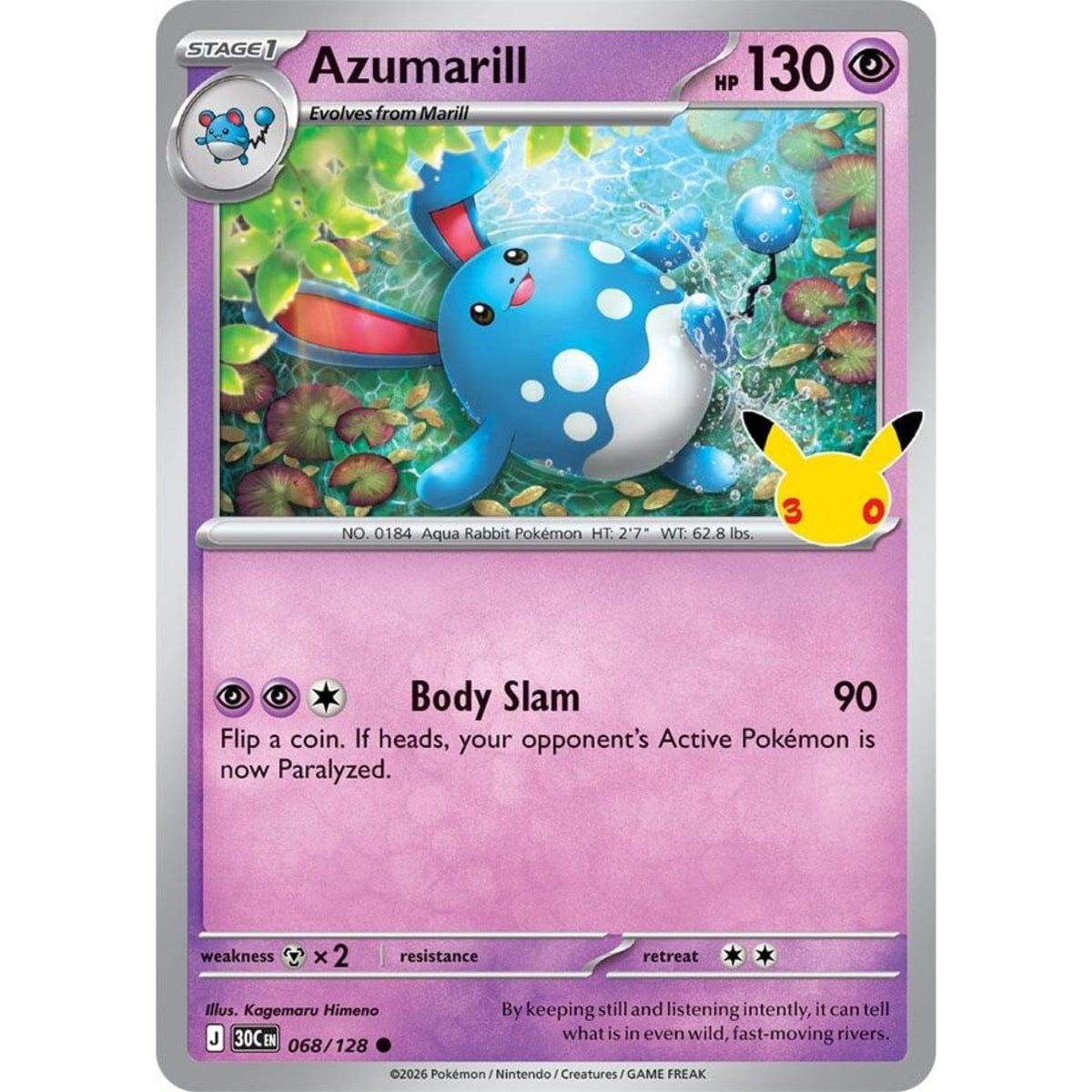 Azumarill - 068/128 Common ME:30th Anniversary