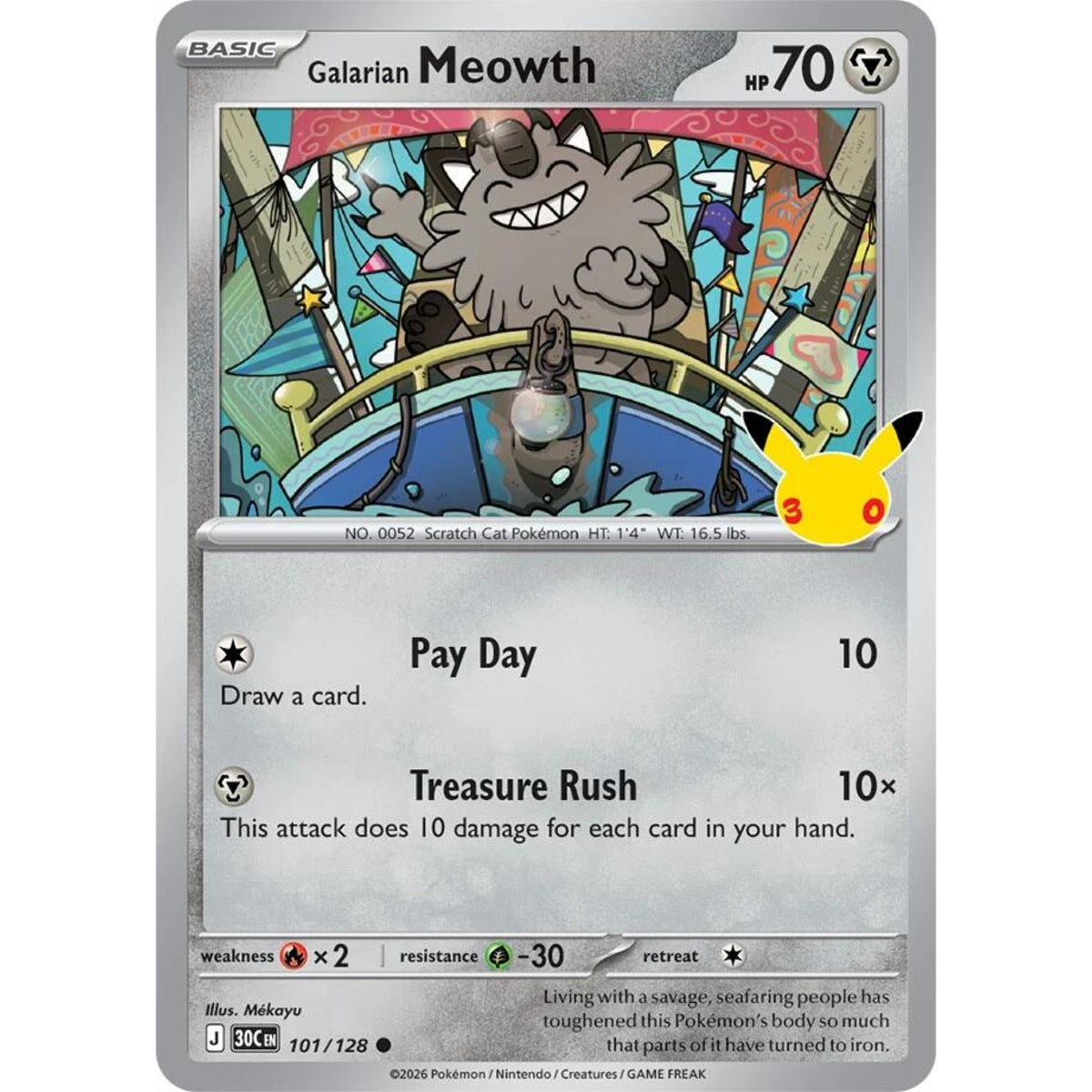 Galarian Meowth - 101/128 Common ME:30th Anniversary