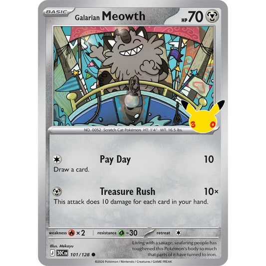 Galarian Meowth - 101/128 Common ME:30th Anniversary