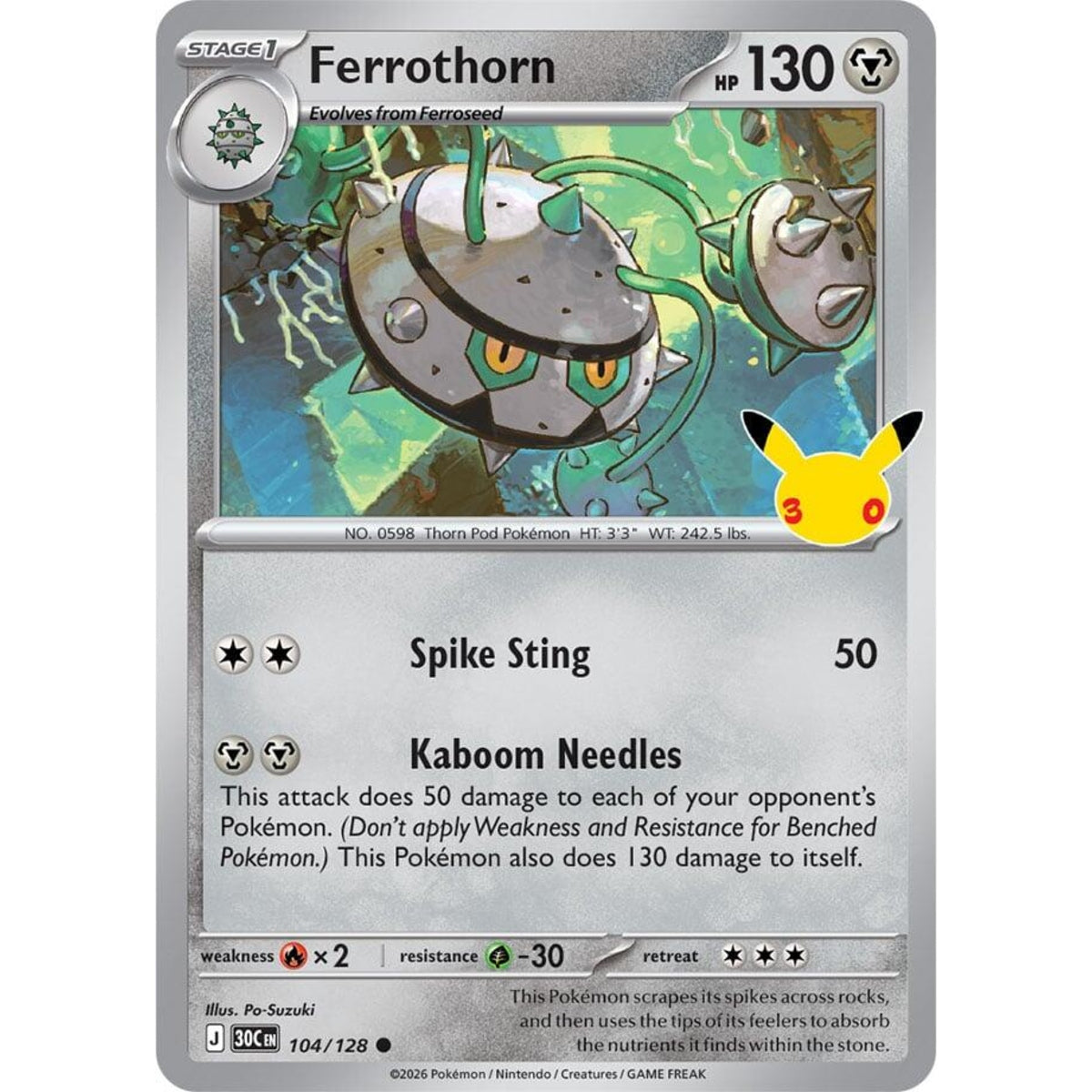 Ferrothorn - 104/128 Common ME:30th Anniversary
