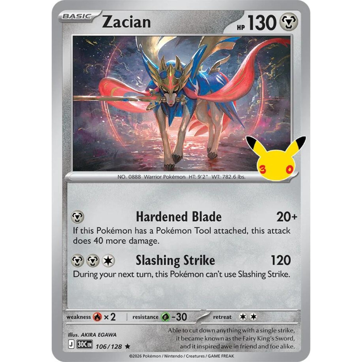 Zacian - 106/128 Rare ME:30th Anniversary
