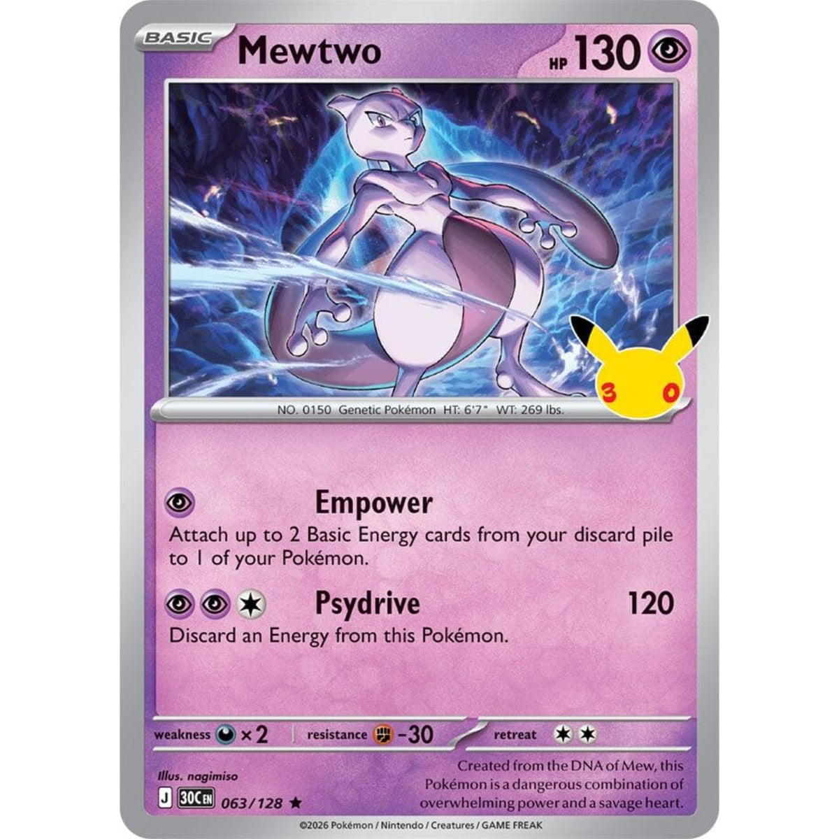 Mewtwo - 063/128 Rare ME:30th Anniversary