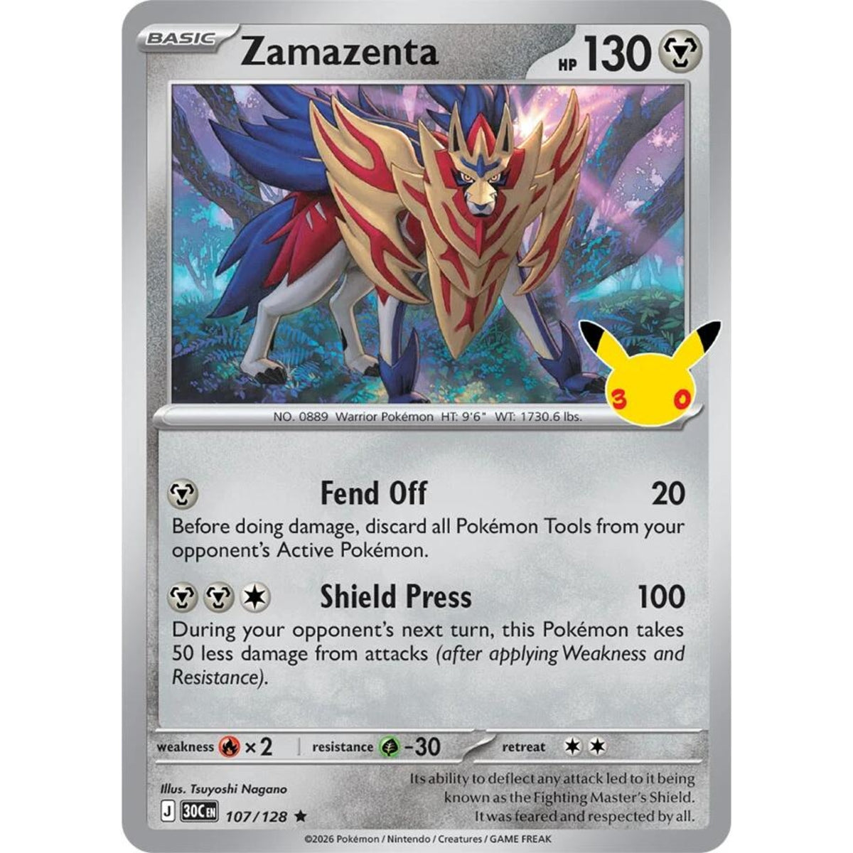 Zamazenta - 107/128 Rare ME:30th Anniversary